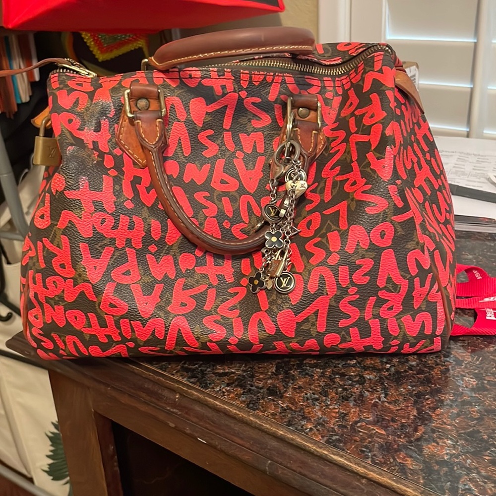 Limited edition original Louis Vuitton Stephen Spruce Speedy bag pink